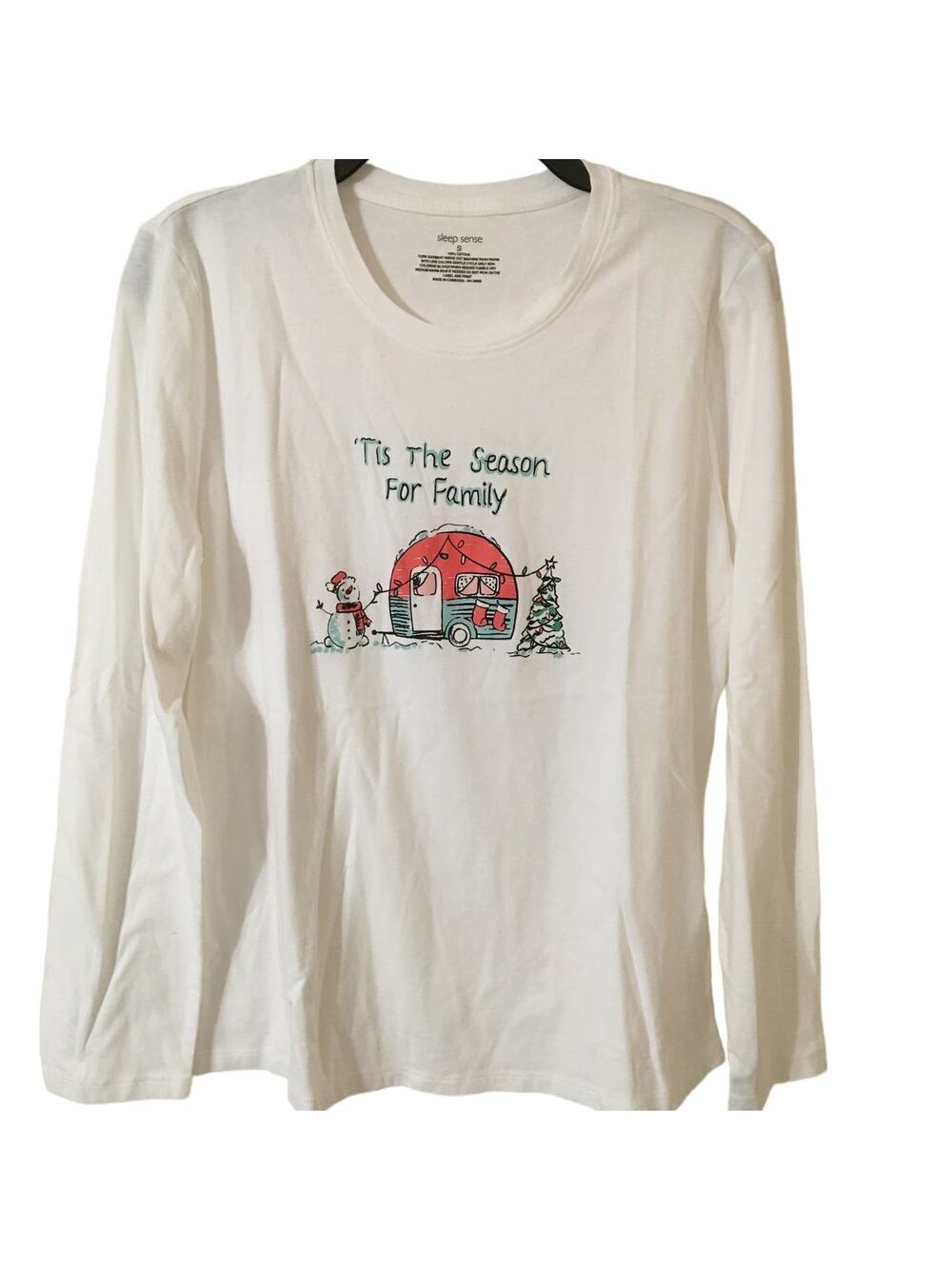 NWT Sleep Sense Small 100% Cotton "Tis The Season For Family" Camper Christmas